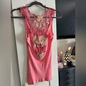 Free People Floral Lace Tank